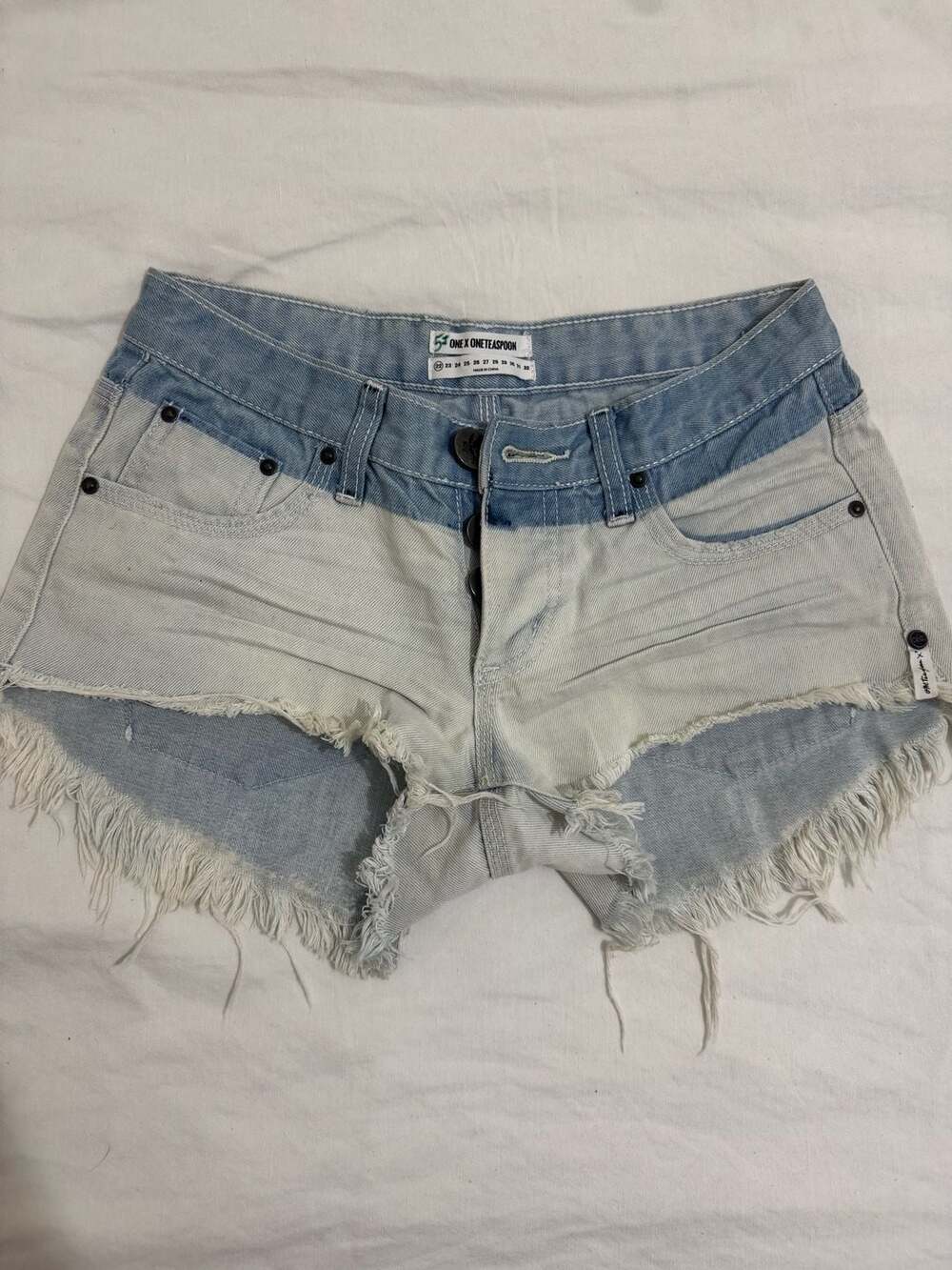 One X OneTeaspoon Bonitas Two-Tone Denim Cutoff Shorts